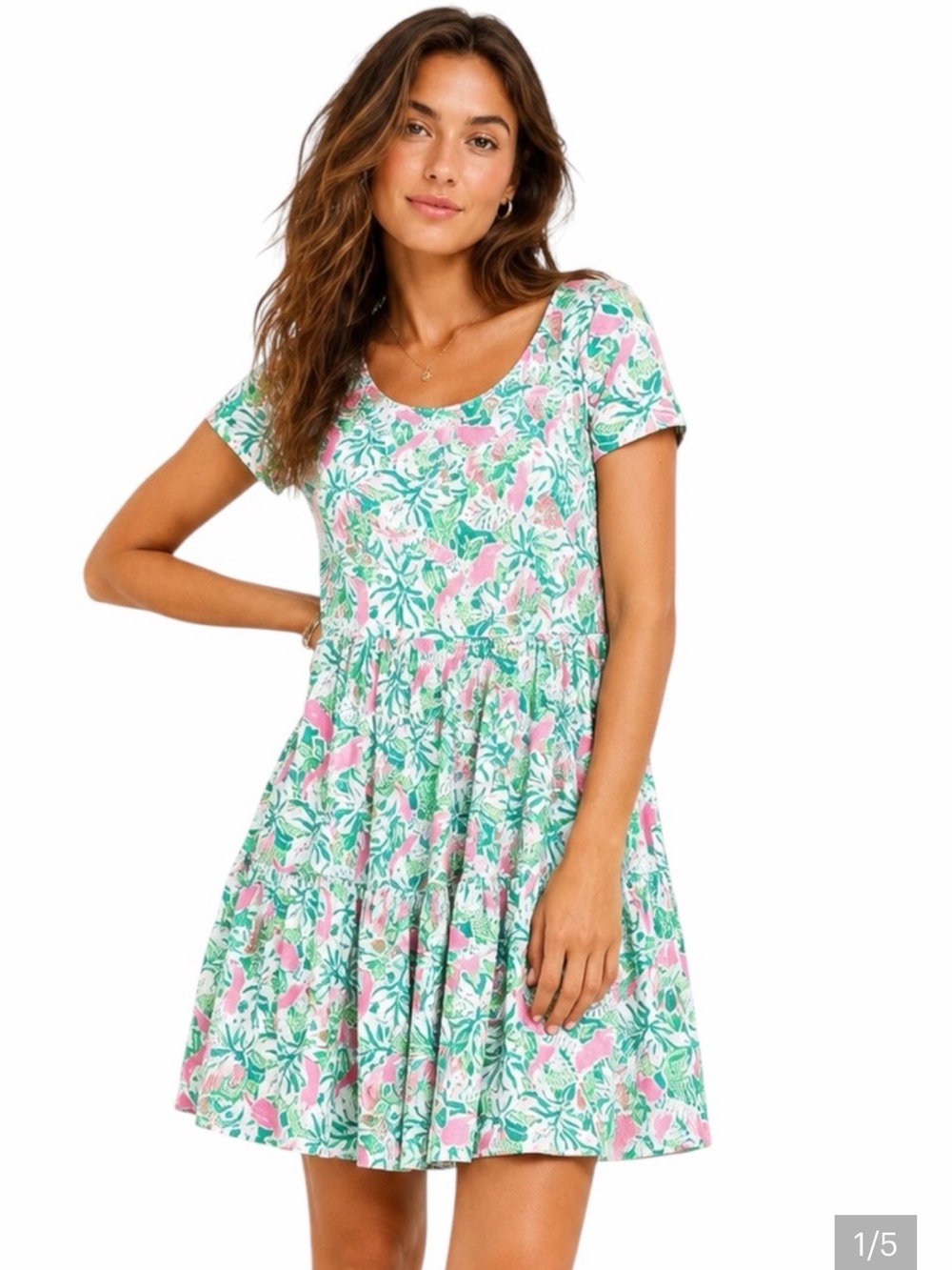Lilly Pulitzer Geanna Short Sleeve Botanical Swing Dress  - XS